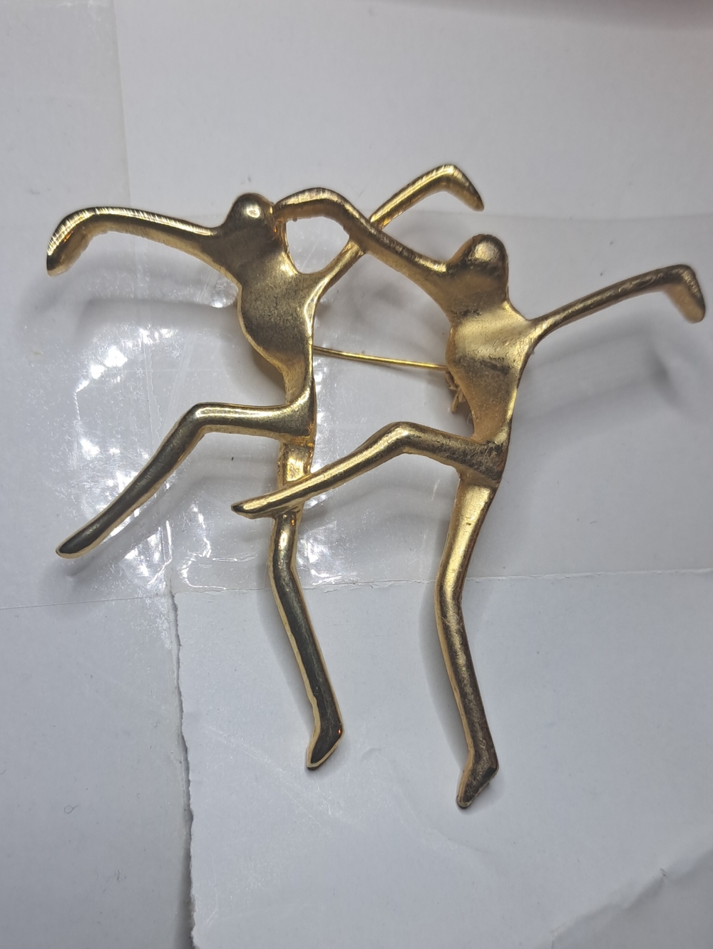 Vintage 80s Modernist Abstract Dancing Couple Brooch Pin